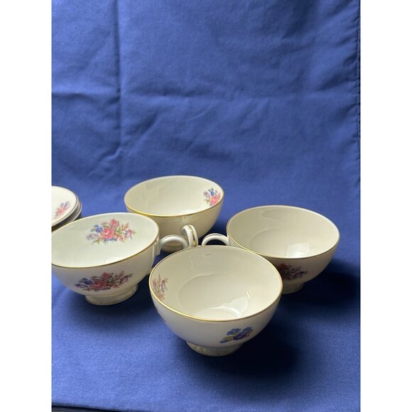 Rosenthal Bavaria Vintage 4 Teacup & Saucer Set With Floral Design German 282443 - Picture 8 of 12